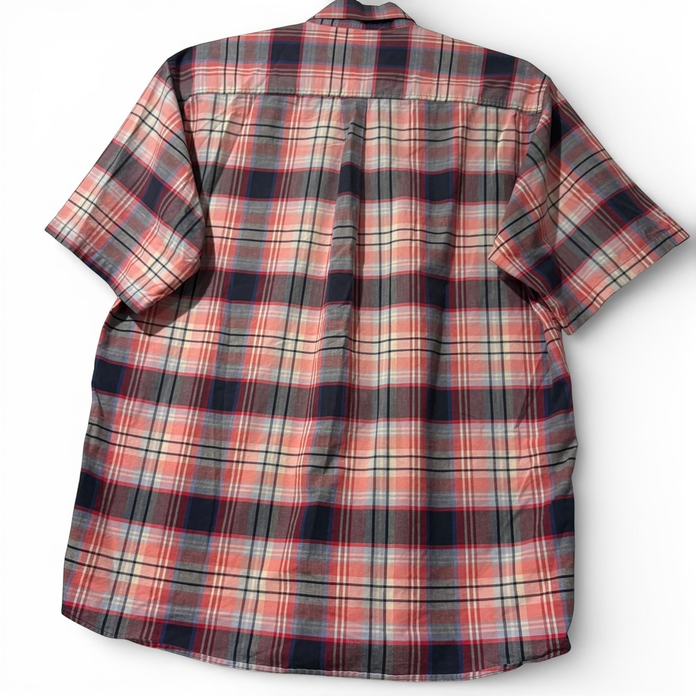 Cinch Mens XL Short Sleeve Plaid Button Shirt Red Navy Miller Style *See‎ Desc - Picture 3 of 10